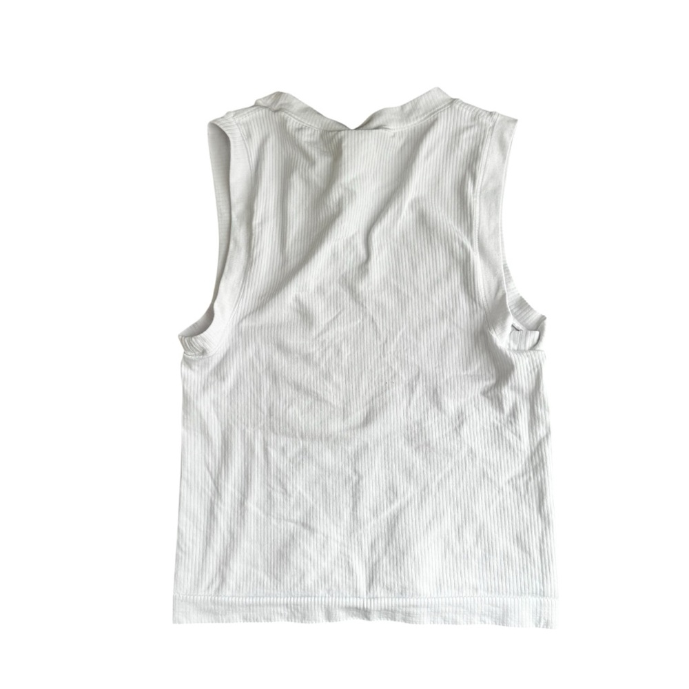 Athleta White Ribbed Tank Top, Size Medium, Fitted Tank, Neutral Tank, Nwot